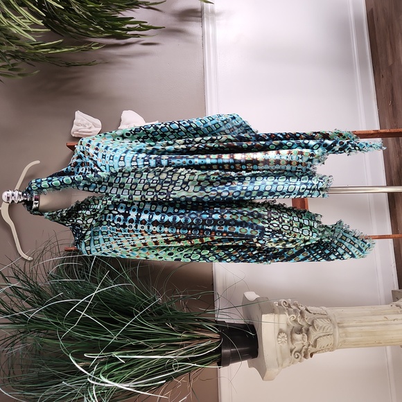 Halogen Accessories - Halogen abstract green and blue shoulder wrap or scarf